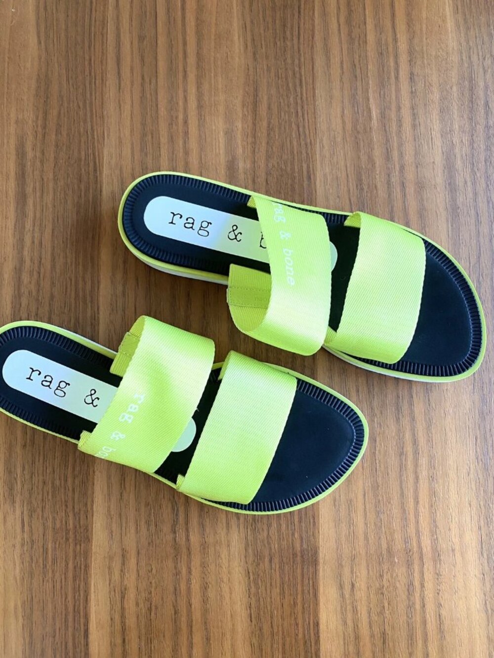 New Rag & Bone Cameron Mila Slide Sandal Sandal Flat ACID GREEN Size 37 EU, US 7